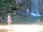 Relaxing bath in the waterfall