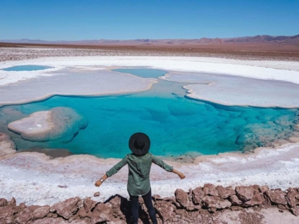 Baltinache lagoons, panoramic view, Antofagasta región, Chile.